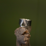 Hammered Triangle Mens Ring
